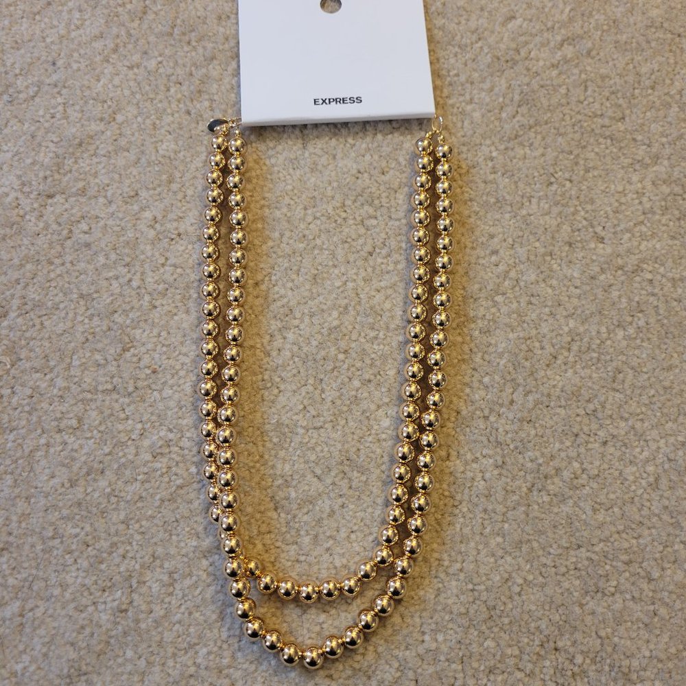 Express two row beaded necklace (goldtone)